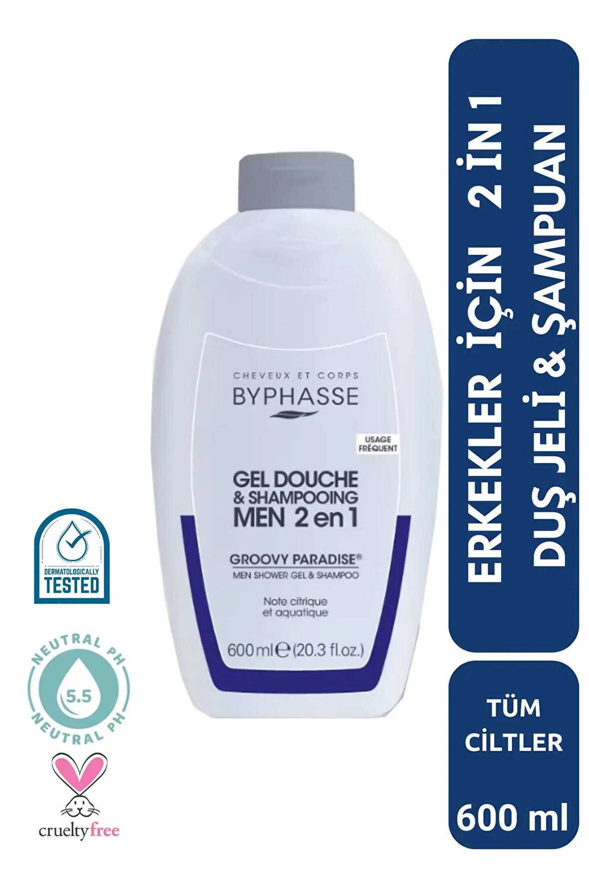 Erkekler İçin 2 İN 1 Duş Jeli & Şampuan Grovy Paradise For Men 600ml