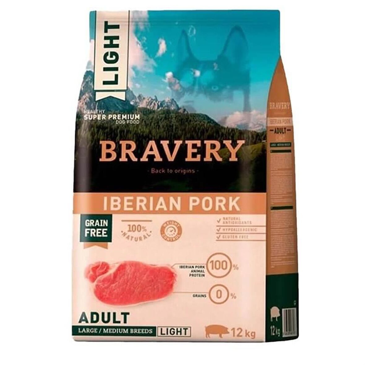 Bravery Tahılsız Light Iberian Pork Büyük ve Orta Irk Köpek Maması 12 Kg