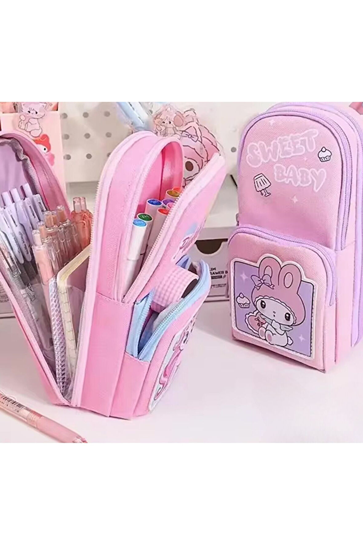 Sanrio Kuromi kalem kutusu sevimli büyük kapasiteli su geçirmez dayanıklı kalem çantası