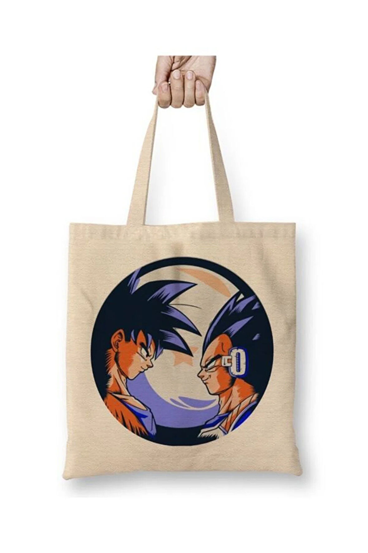 Dragon Ball Z Goku Vegeta Bez Çanta Uzun Saplı Alışveriş Çantası Plaj Çantası