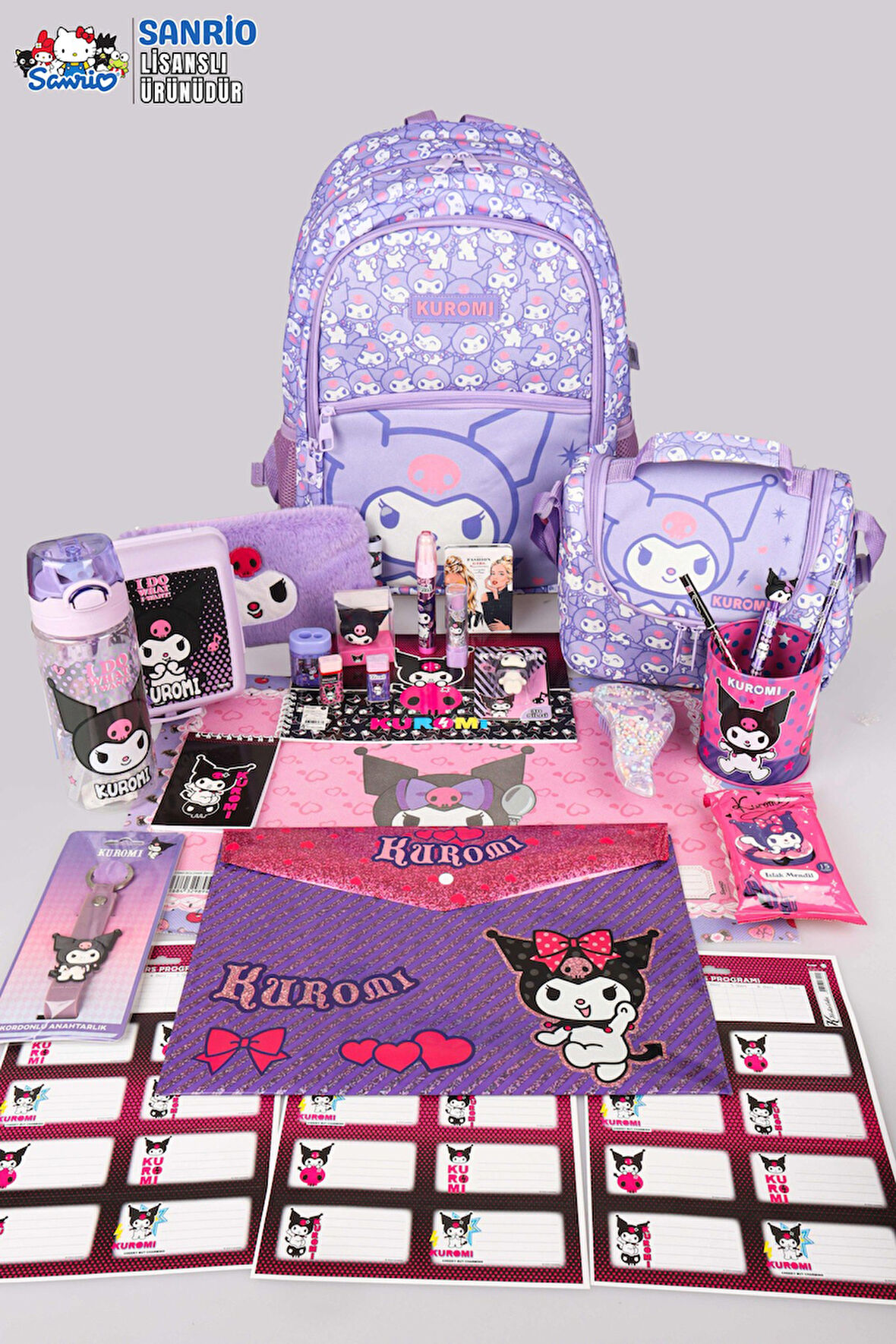 DEKOMUS İLE YENİ SEZON LİSANSLI KUROMI "MAGICAL BUDDY" OKUL,TERMOSLU BESLENME VE KALEM ÇANTASI İLE PREMIUM FULL+FULL KIRTASİYE SETİ 
