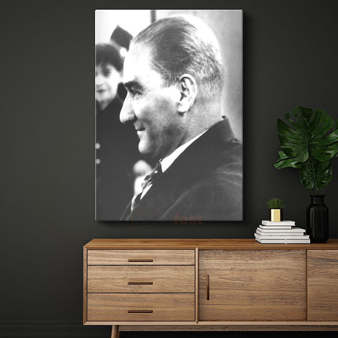 Profil Atatürk - Siyah Beyaz Portre Kanvas Tablo