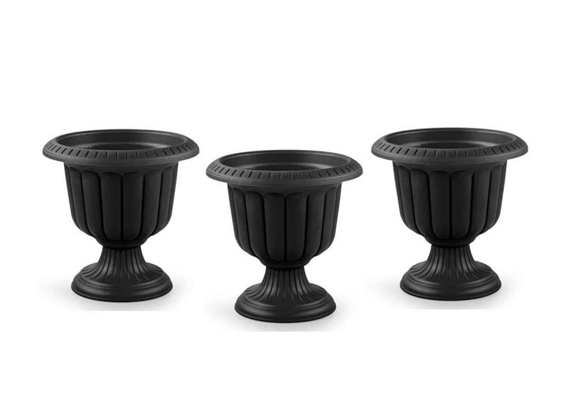 Omnipazar SO-N002 Nergiz Dekoratif Dış Mekan Saksı 25,3 lt Antrasit 3 Adet