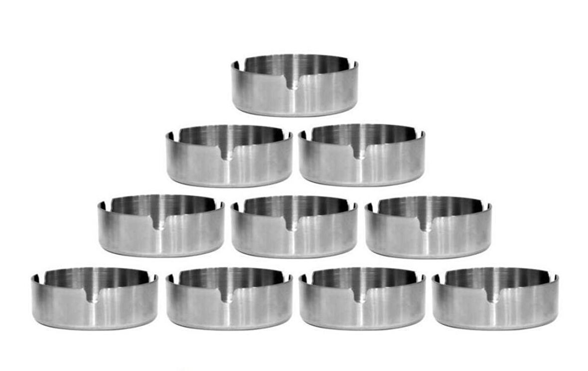 Omnisoft Küçük Boy 3x8 cm Yuvarlak Küllük Paslanmaz Çelik 10 Adet 