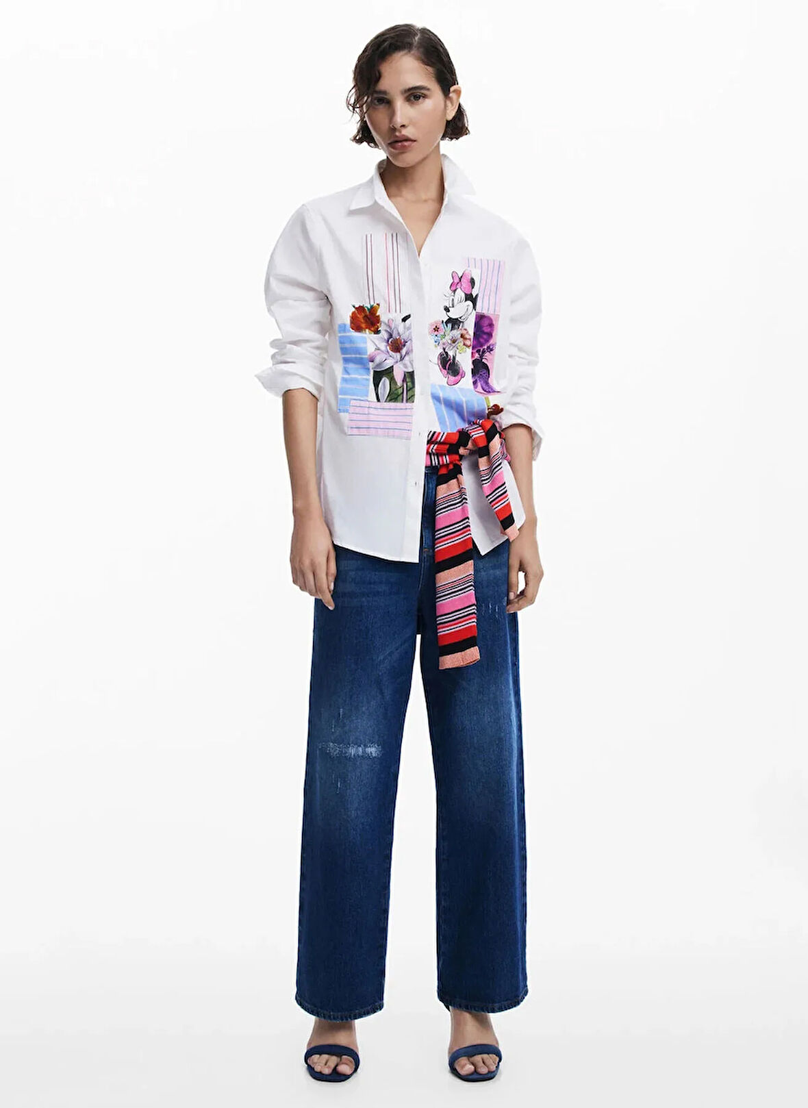 Desigual Normal Gömlek Yaka Desenli Beyaz Kadın Gömlek 25SWCW24