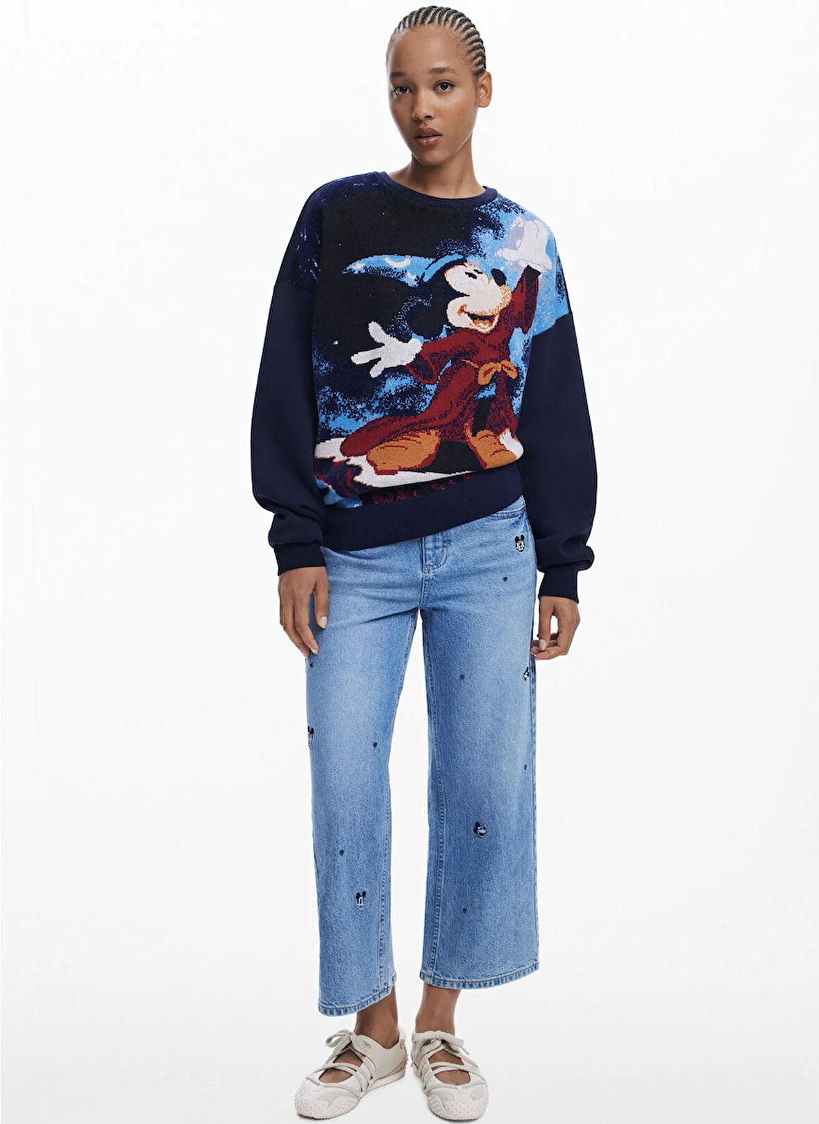 Desigual Yuvarlak Yaka Desenli Siyah Kadın Sweatshırt 25WWSK15