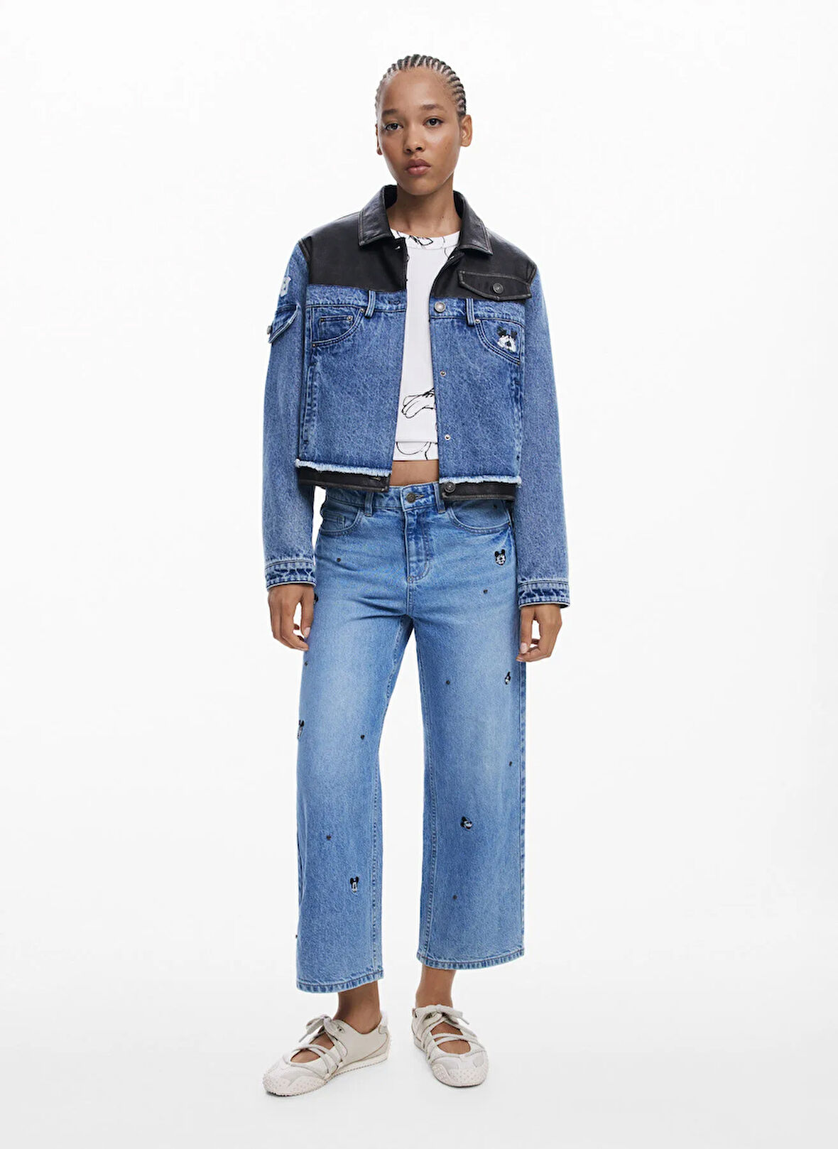 Desigual Yüksek Bel Düz Paça Standart Mavi Kadın Denim Pantolon 25WWDD17