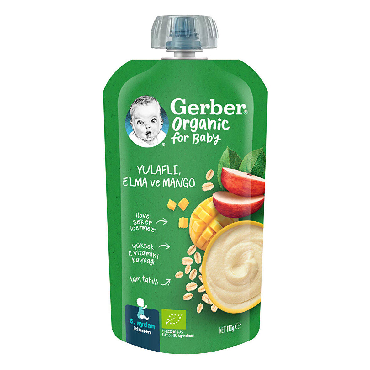 Gerber Organik Yulaflı Elma ve Mango Püre 110 gr