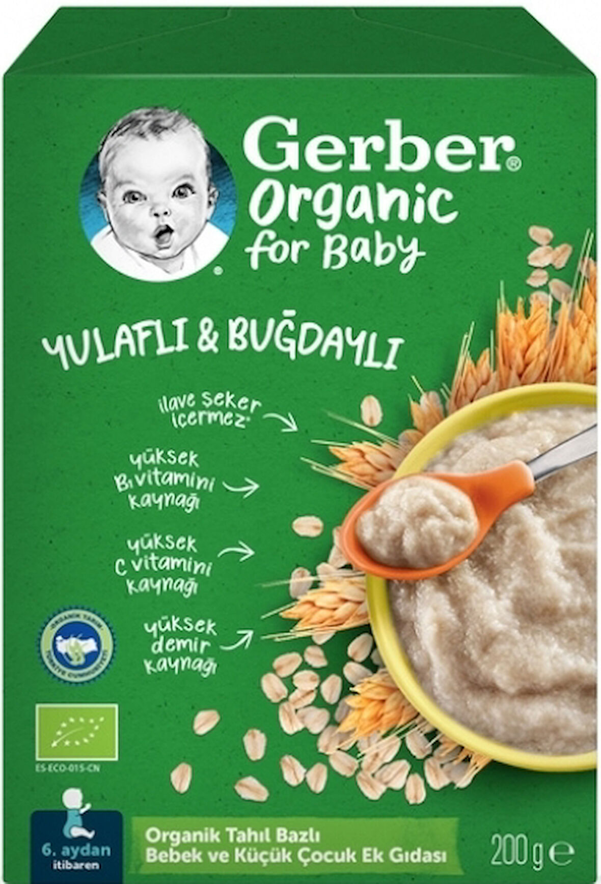 Gerber Organik Yulaflı  Buğdaylı Kaşık Maması 200g