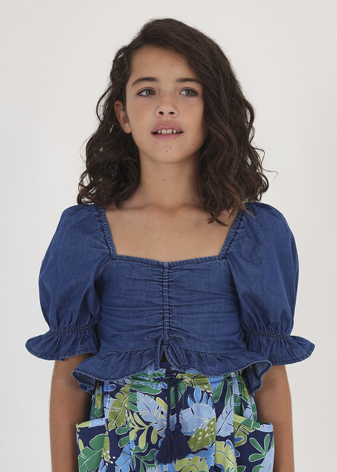 Mayoral kız çocuk yazlık denim bluz 6197