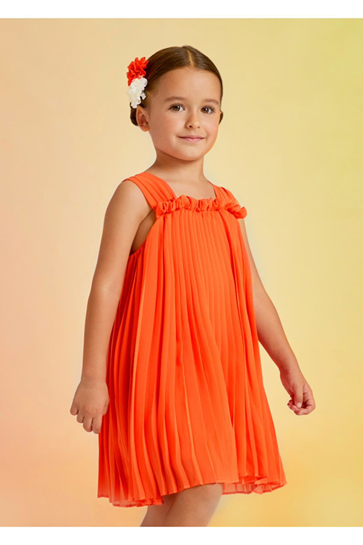 mayoral abel&lula piliseli şifon kız çocuk elbise