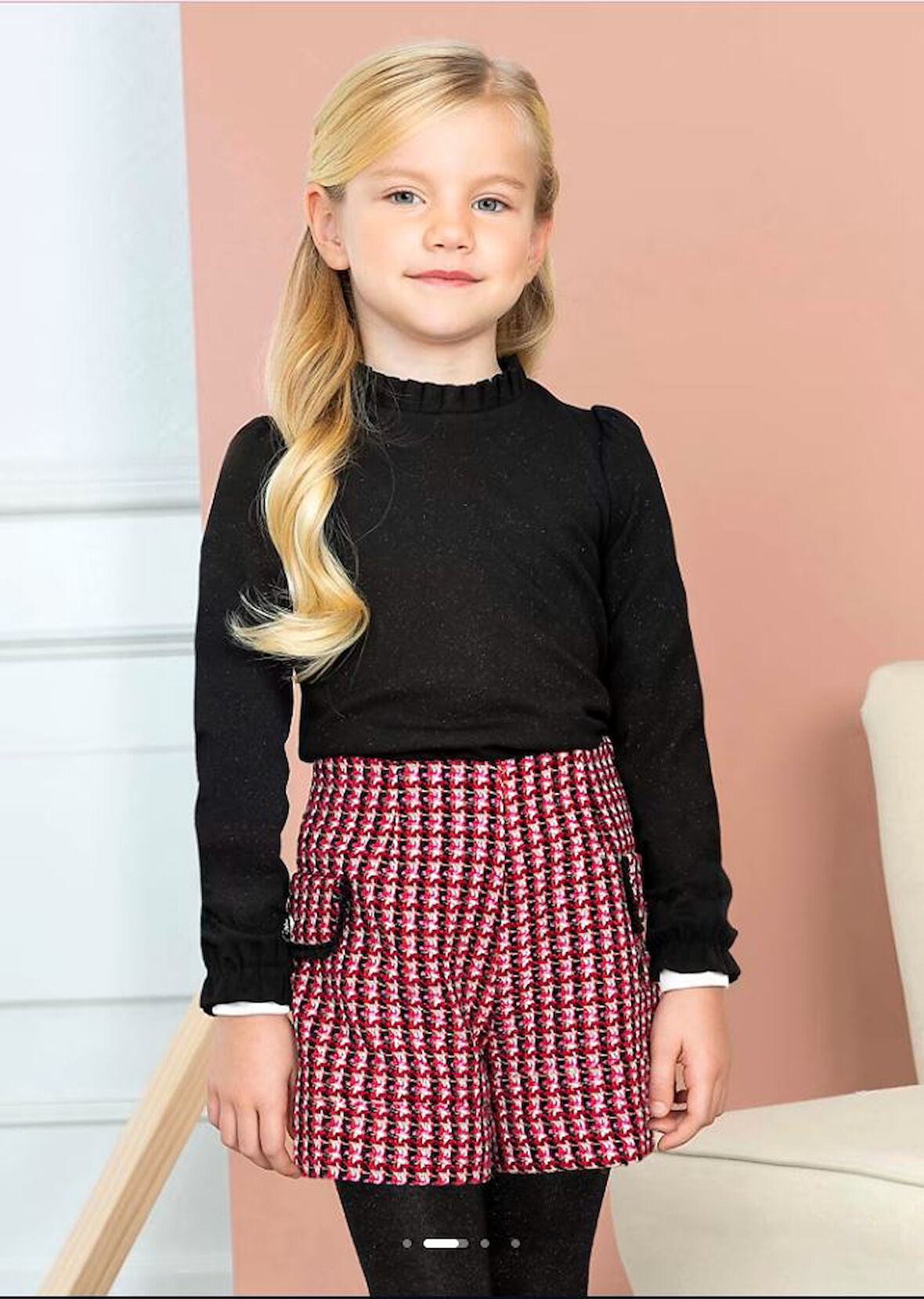 Abel&lula Kız Çocuk Kareli Tüvit Bermuda Şort  5765 