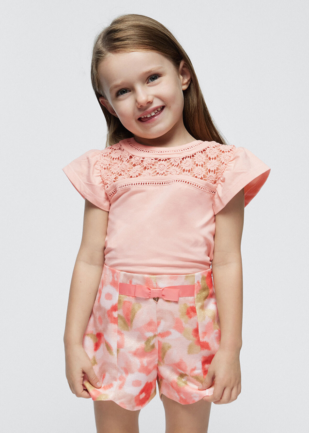 Kız Çocuk Desenli Şort-Krem | 9 YAŞ