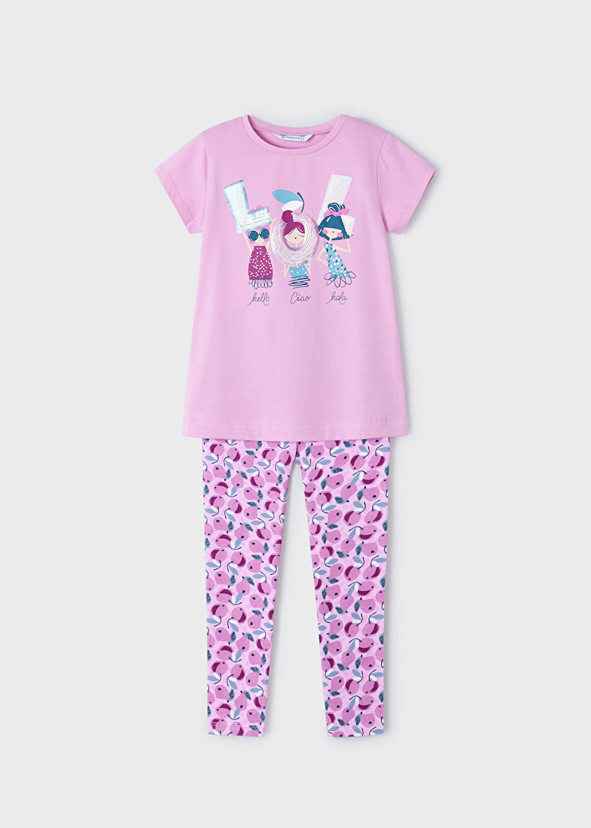 Kız Çocuk Tişört Tayt Set-Mor | 9 YAŞ