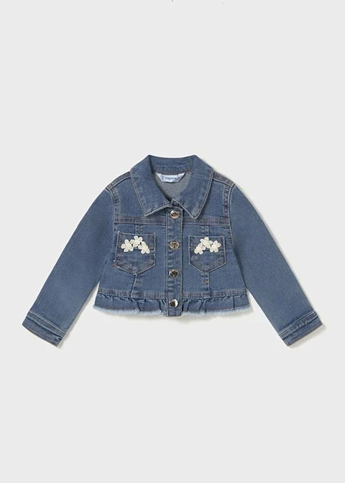 Mayoral Kız Bebek Fırfırlı Denim Ceket 1-3 Yaş Mavi