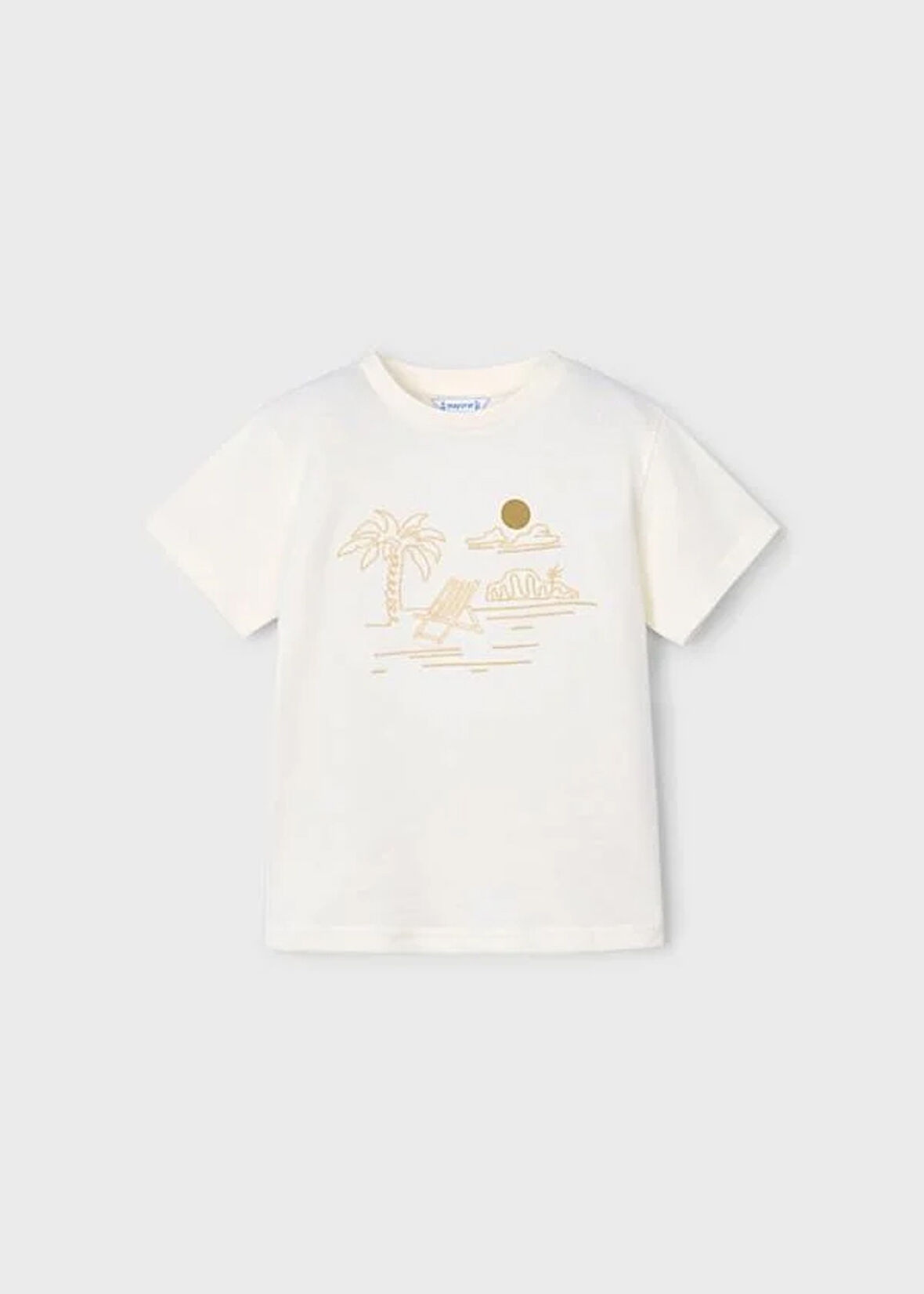 Mayoral Erkek Çocuk Baskılı Tshirt 4-8 Yaş Krem