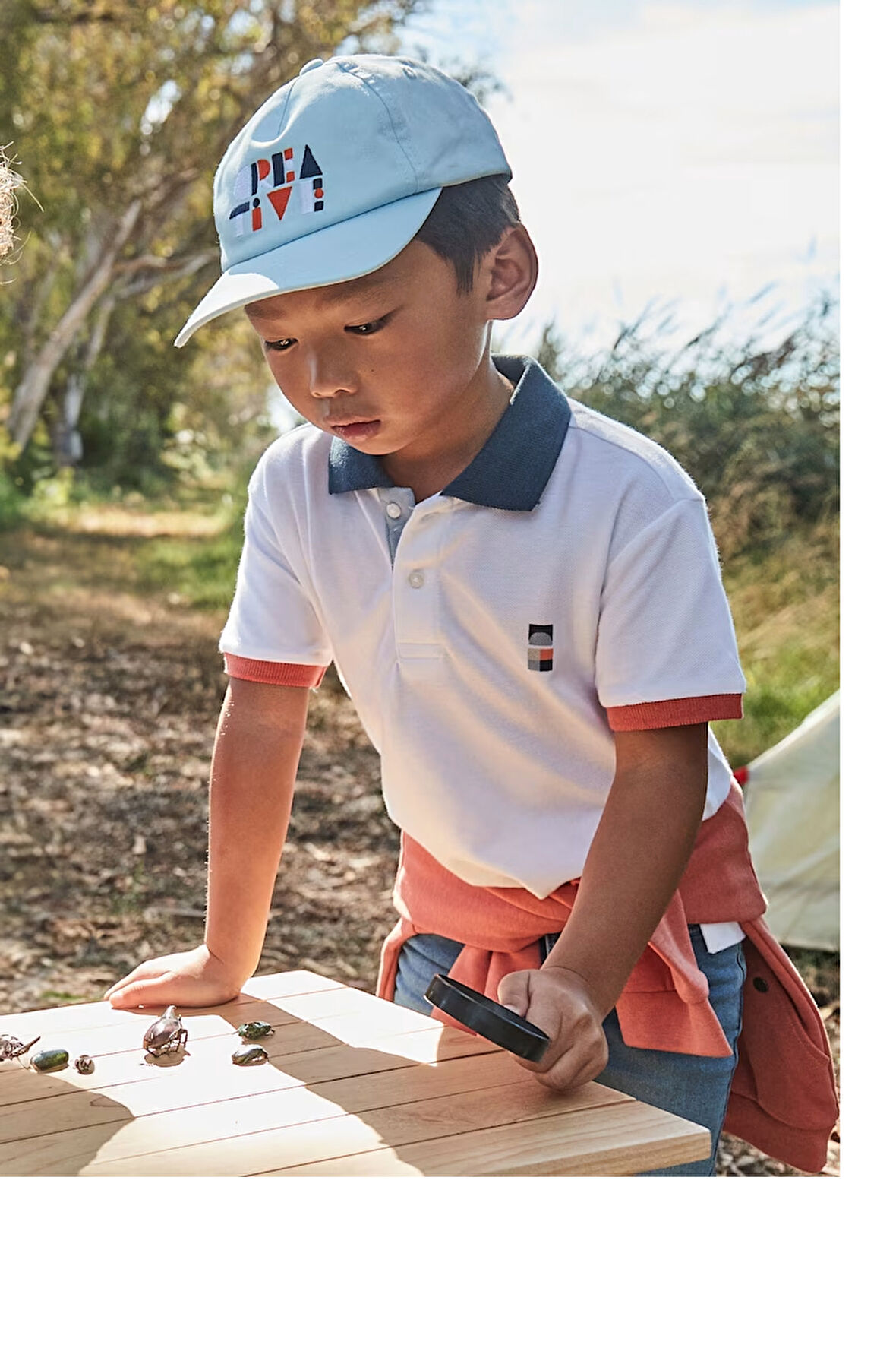 Mayoral Erkek Çocuk Sırtı Grafik Polo Tshirt 4-8 Yaş Beyaz