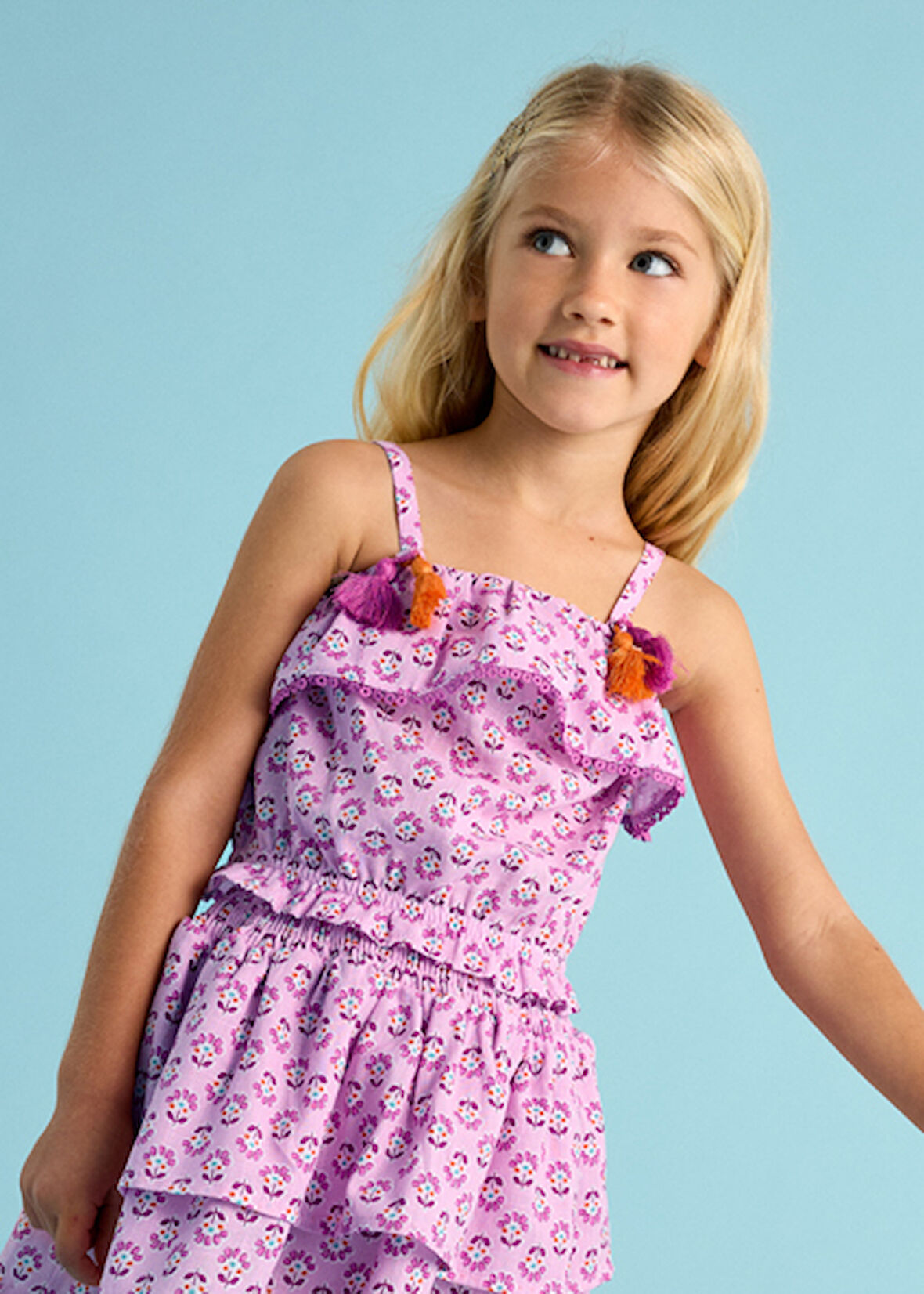 Mayoral Kız Çocuk Desenli Fırfırlı Bluz 3186