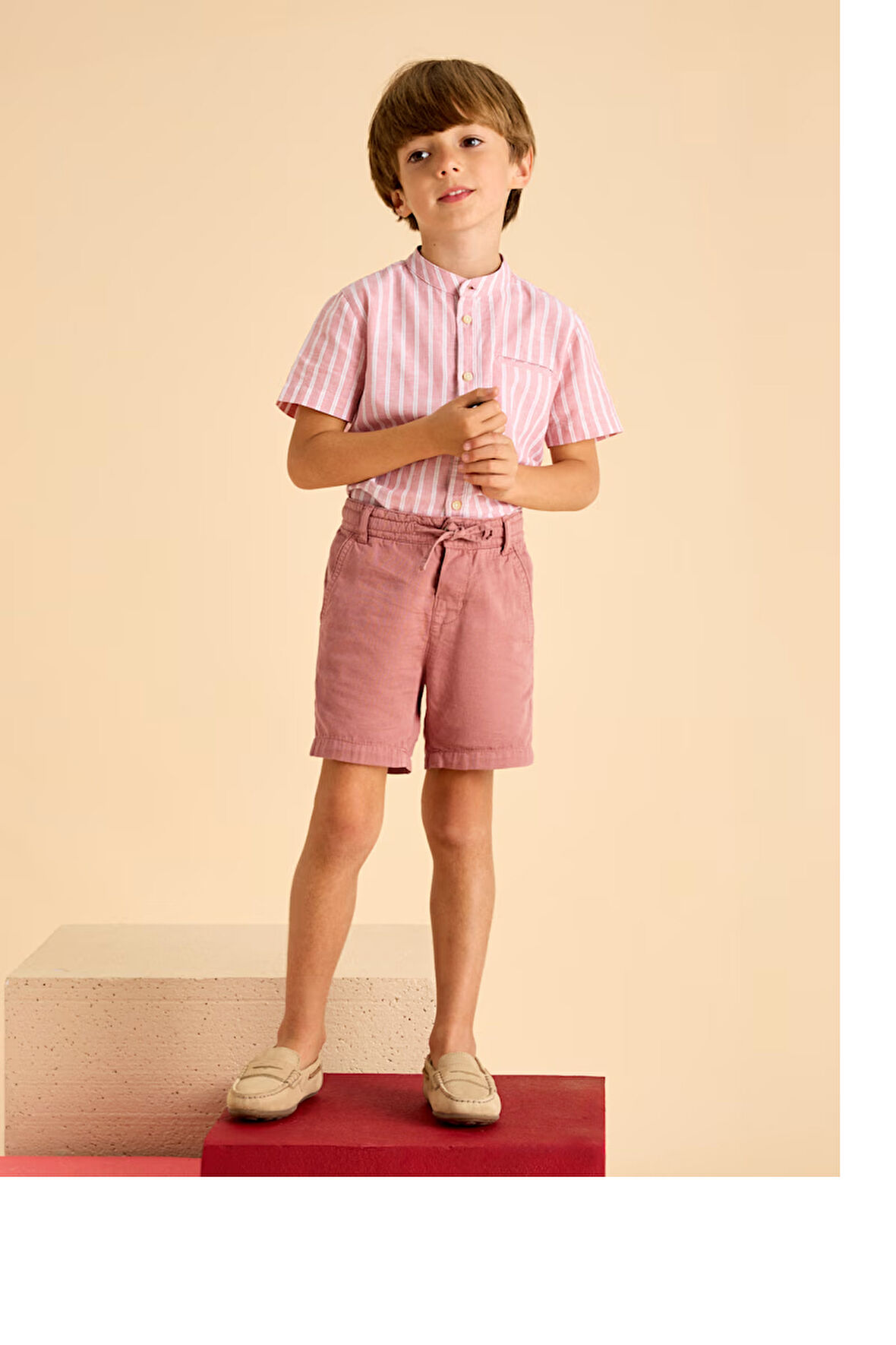 Mayoral Erkek Çocuk Keten Şort 4-8 Yaş Yavruağzı