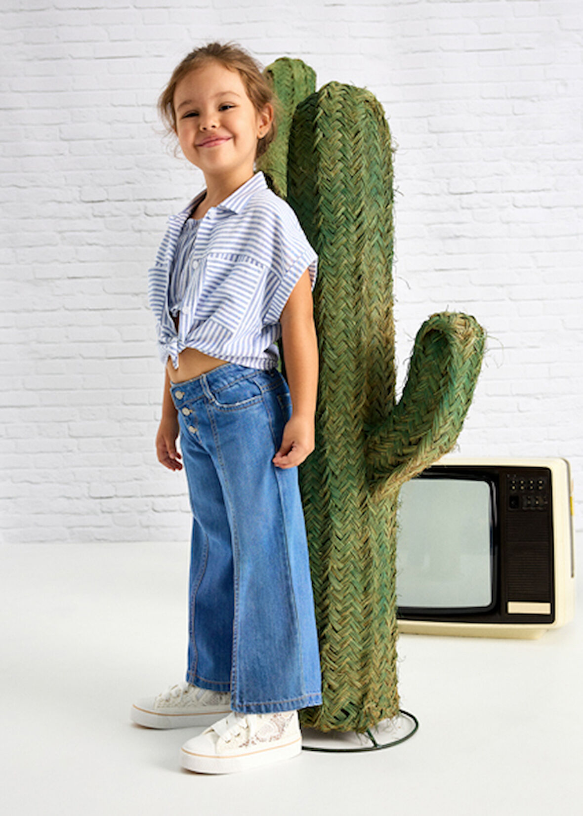 Mayoral Kız Çocuk Geniş Paça Kot Pantolon 3558