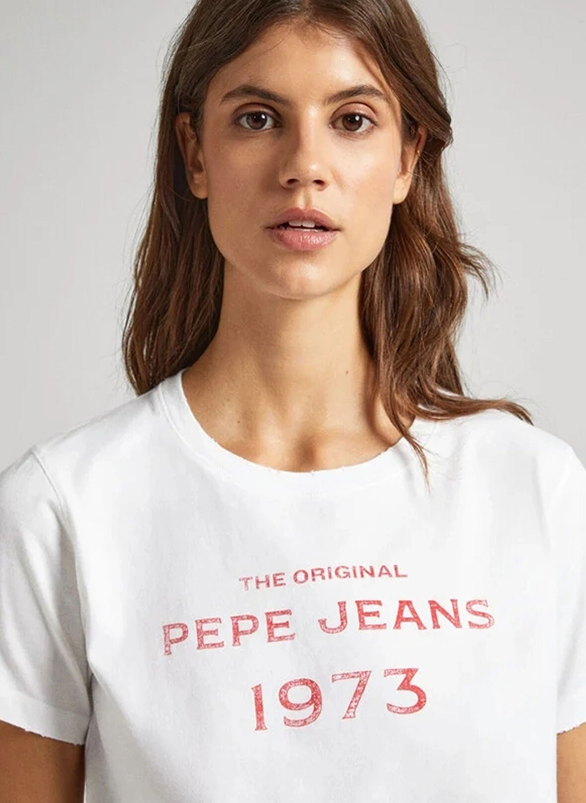 Pepe Jeans Bisiklet Yaka Baskılı Beyaz Kadın T-Shirt PL505743