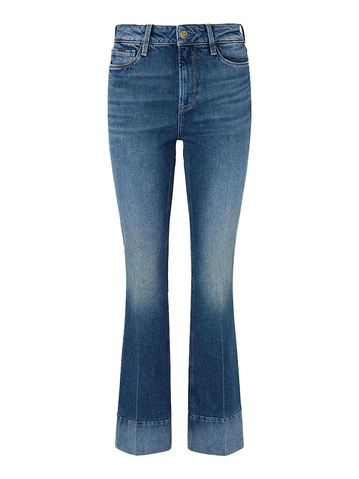 Pepe Jeans Yüksek Bel İspanyol Paça Standart Koyu Mavi Kadın Denim Pantolon PL2046102