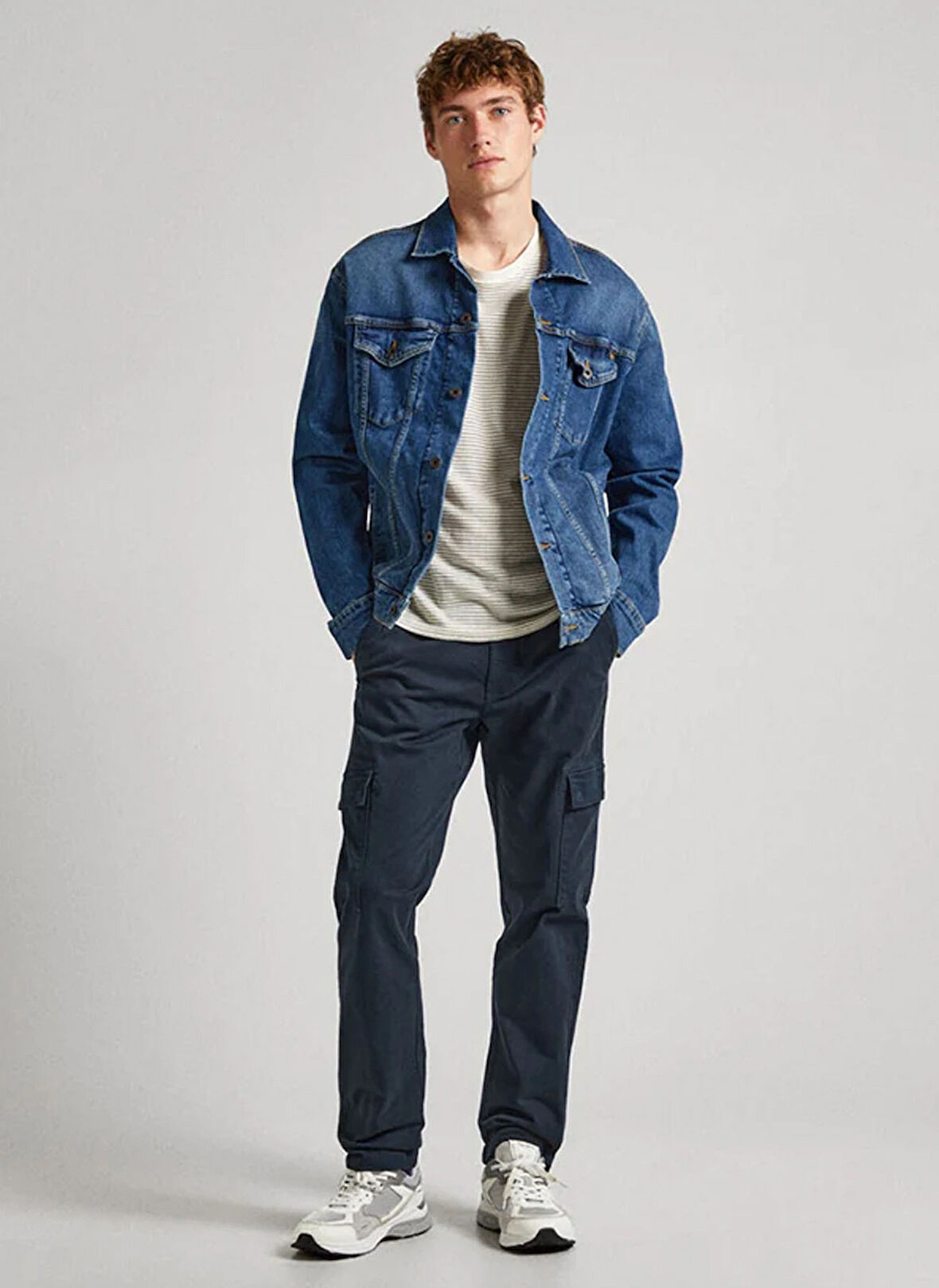 Pepe Jeans Straight Paça Lacivert Erkek Kargo Pantolon PM211641-594 SLIM CARGO TWILL