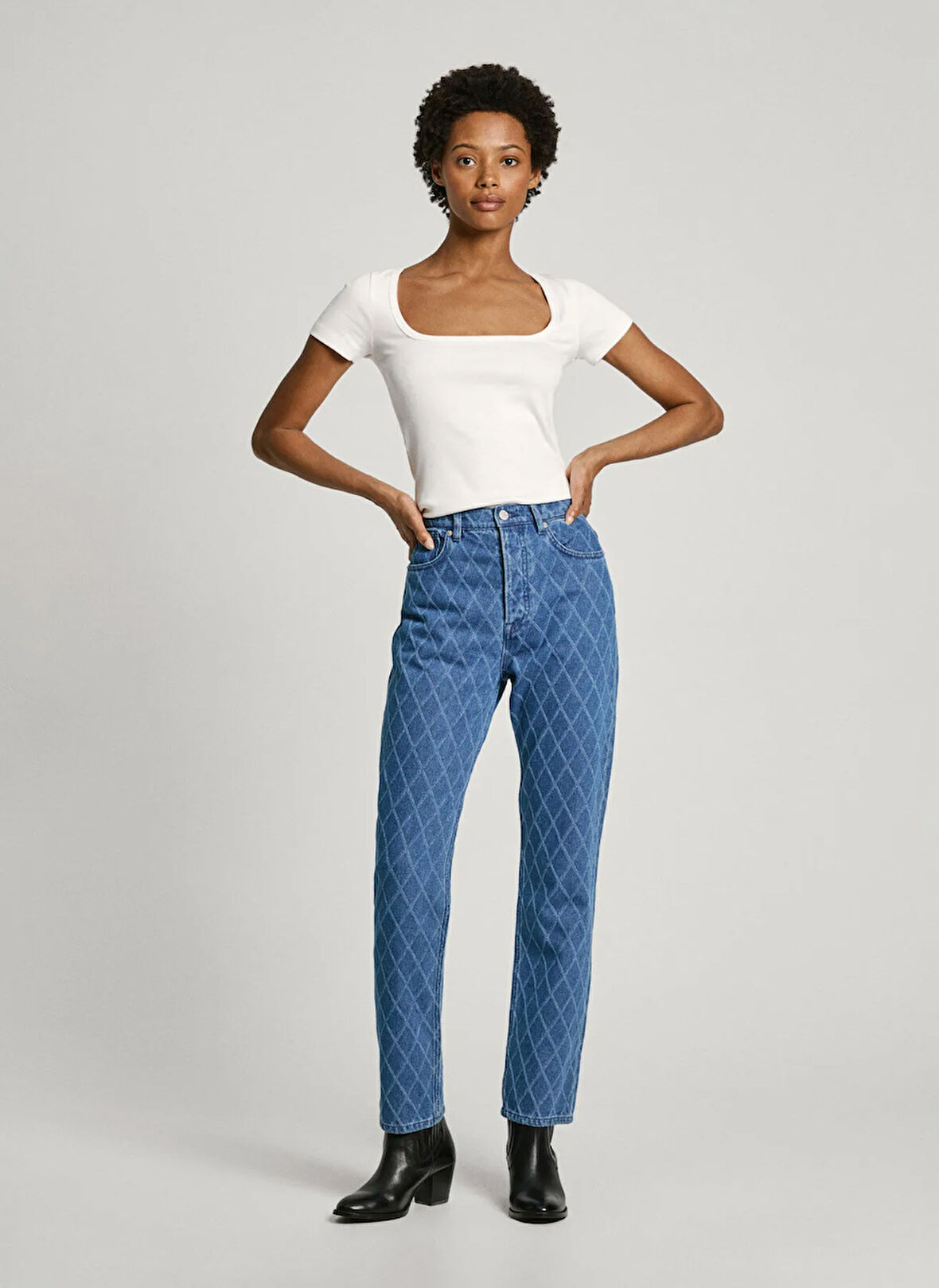 Pepe Jeans Yüksek Bel Düz Paça Straight Mavi Kadın Denim Pantolon PL204722