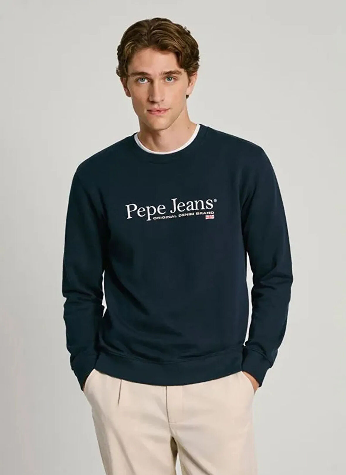 Pepe Jeans Bisiklet Yaka Lacivert Erkek Sweatshırt PM582699-594 SEAN