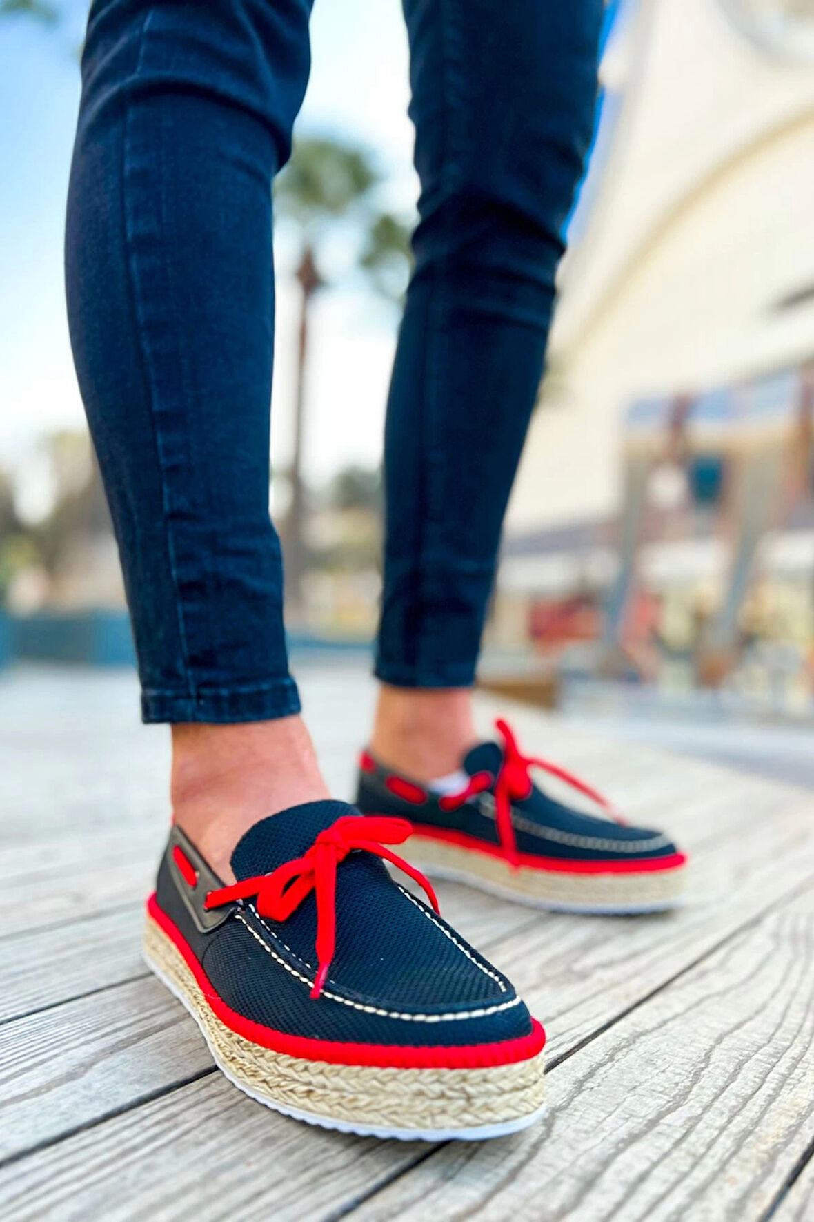 TB311 Espadril Erkek Ayakkabı SIYAH - KIRMIZI