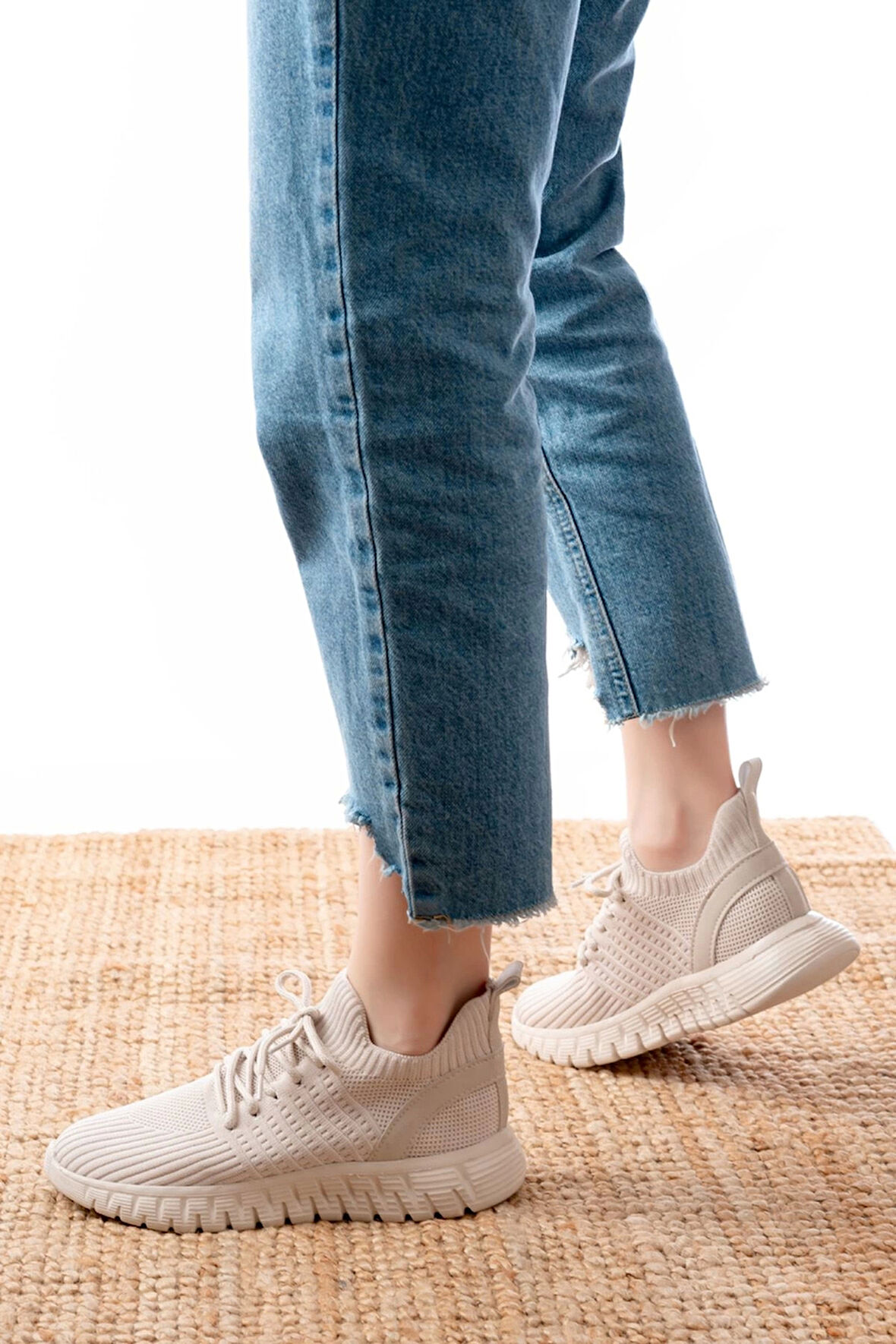 Dm-501 Bej Bağcıklı Failon Taban Günlük Spor Ayakkabı