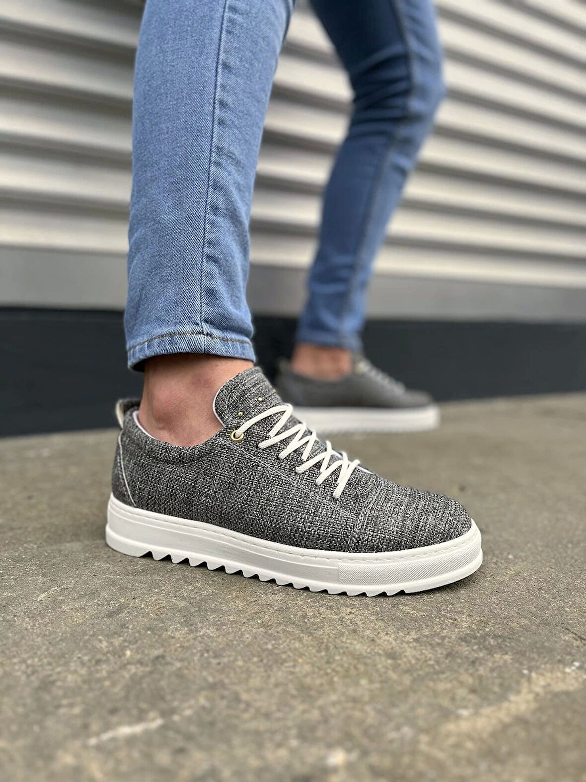 Tb152 Cool Bağcıklı Keten Erkek Günlük Spor Klasik Ayakkabı Kbt - Gri