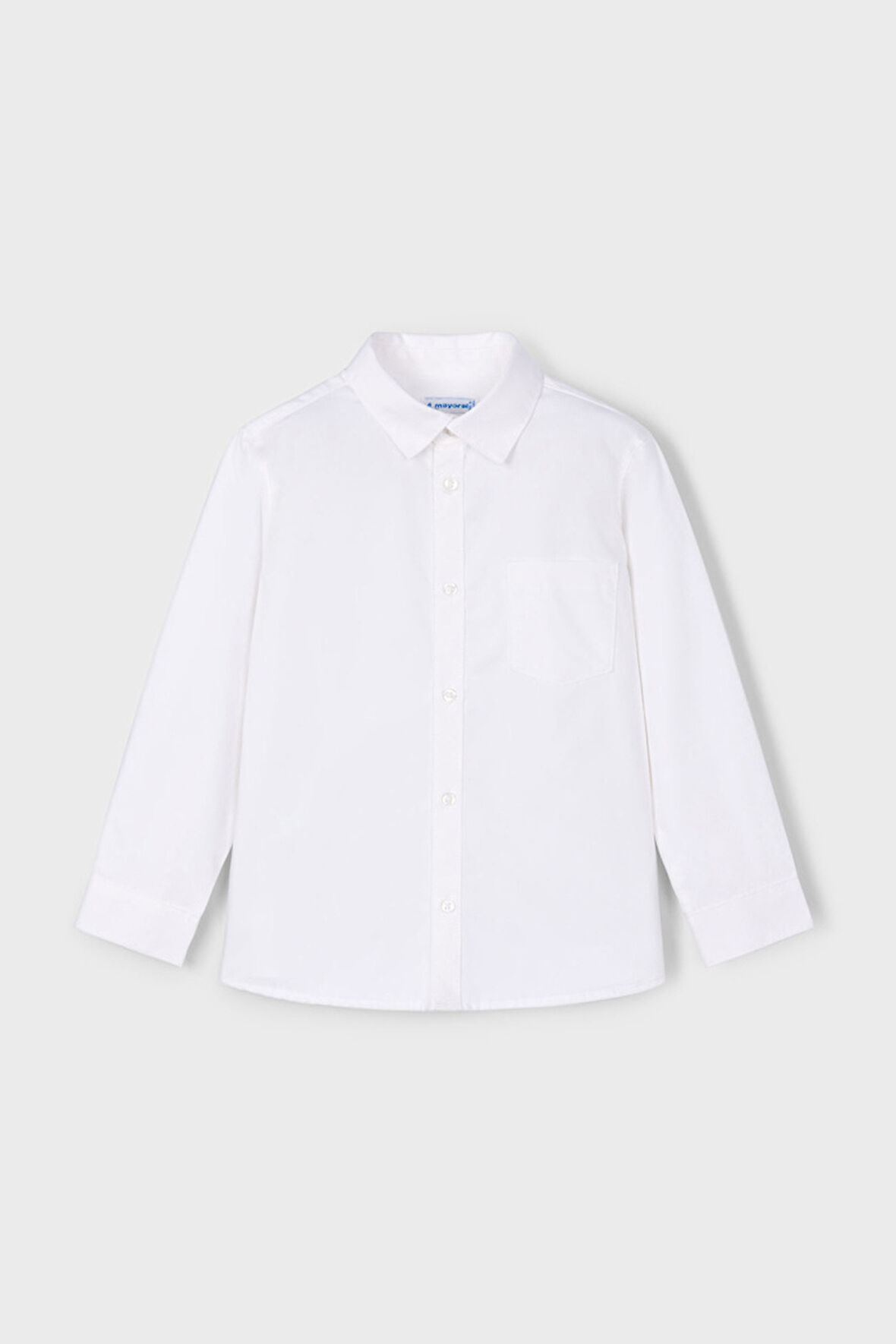 Erkek Çocuk Cepli Basic Uzun Kollu Gömlek - Beyaz | 9 Yaş