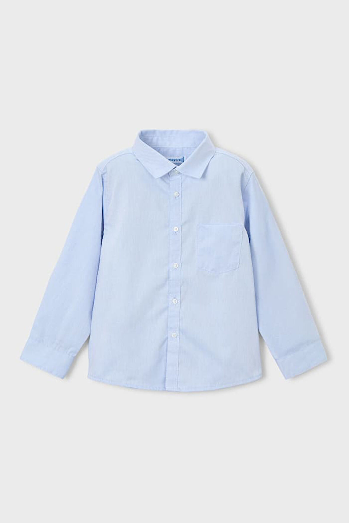 Erkek Çocuk Cepli Basic Uzun Kollu Gömlek - Mavi | 6 Yaş
