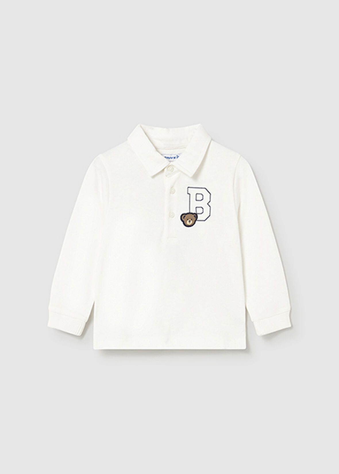 Mayoral Krem Erkek Bebek Polo Yaka Uzun Kollu Tişört 2101