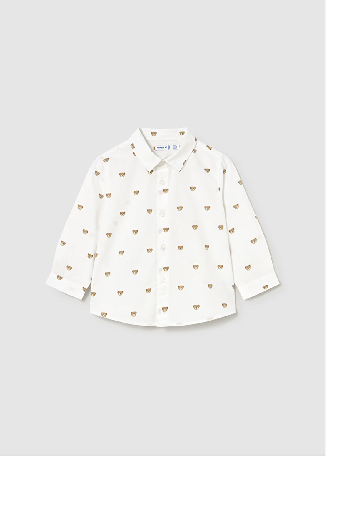 Mayoral Erkek Bebek Ayı Baskılı Gömlek 1-3 Yaş Beyaz