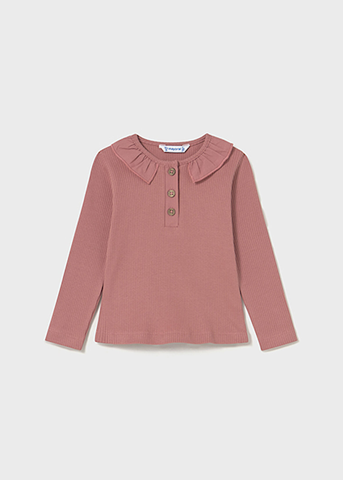 Mayoral Pembe Fırfırlı Yaka Nervürlü Polo Tişört 2112