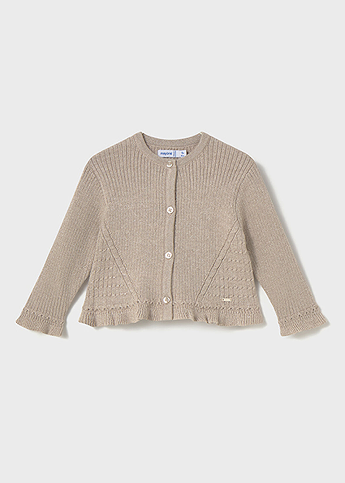 Mayoral Bej Kız Bebek Fırfırlı Örgü Hırka 2358