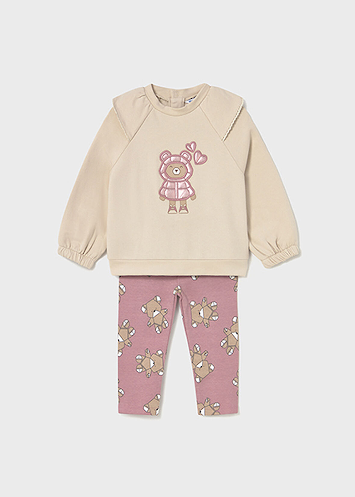 Mayoral Pembe Kız Bebek Sweatshirt ve Desenli Tayt Takım 2741