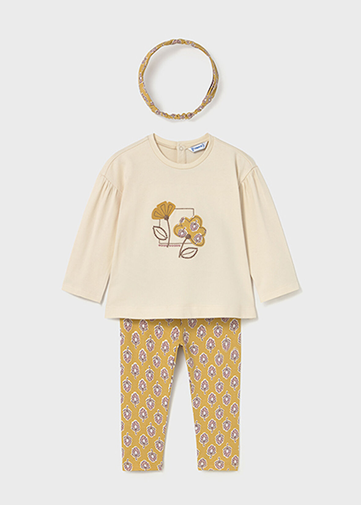Mayoral Sarı Kız Bebek Saç Bandı, Tişört ve Tayt Takım 2744