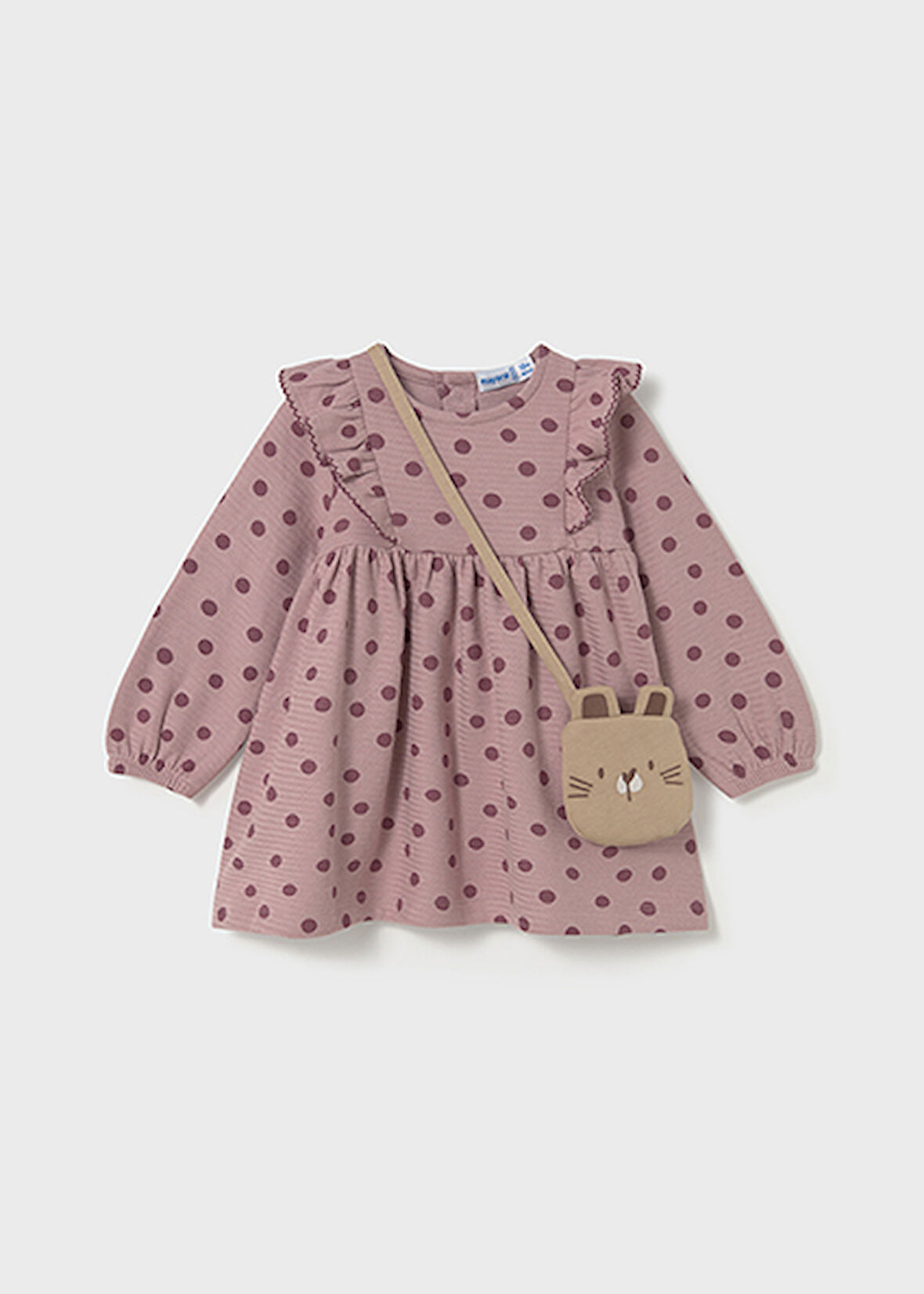 Mayoral Pembe Kız Bebek Puantiye Desenli  Çantalı Elbise 2920