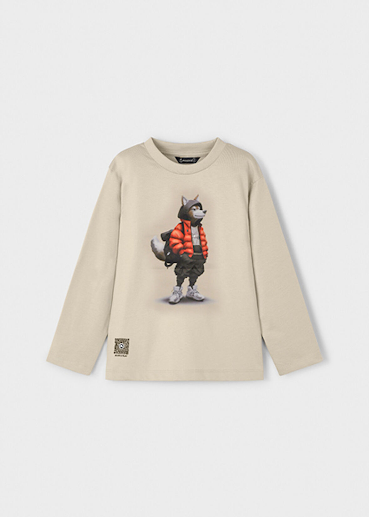 Mayoral Bej Erkek Çocuk Uzun Kollu Baskılı Tişört 4083