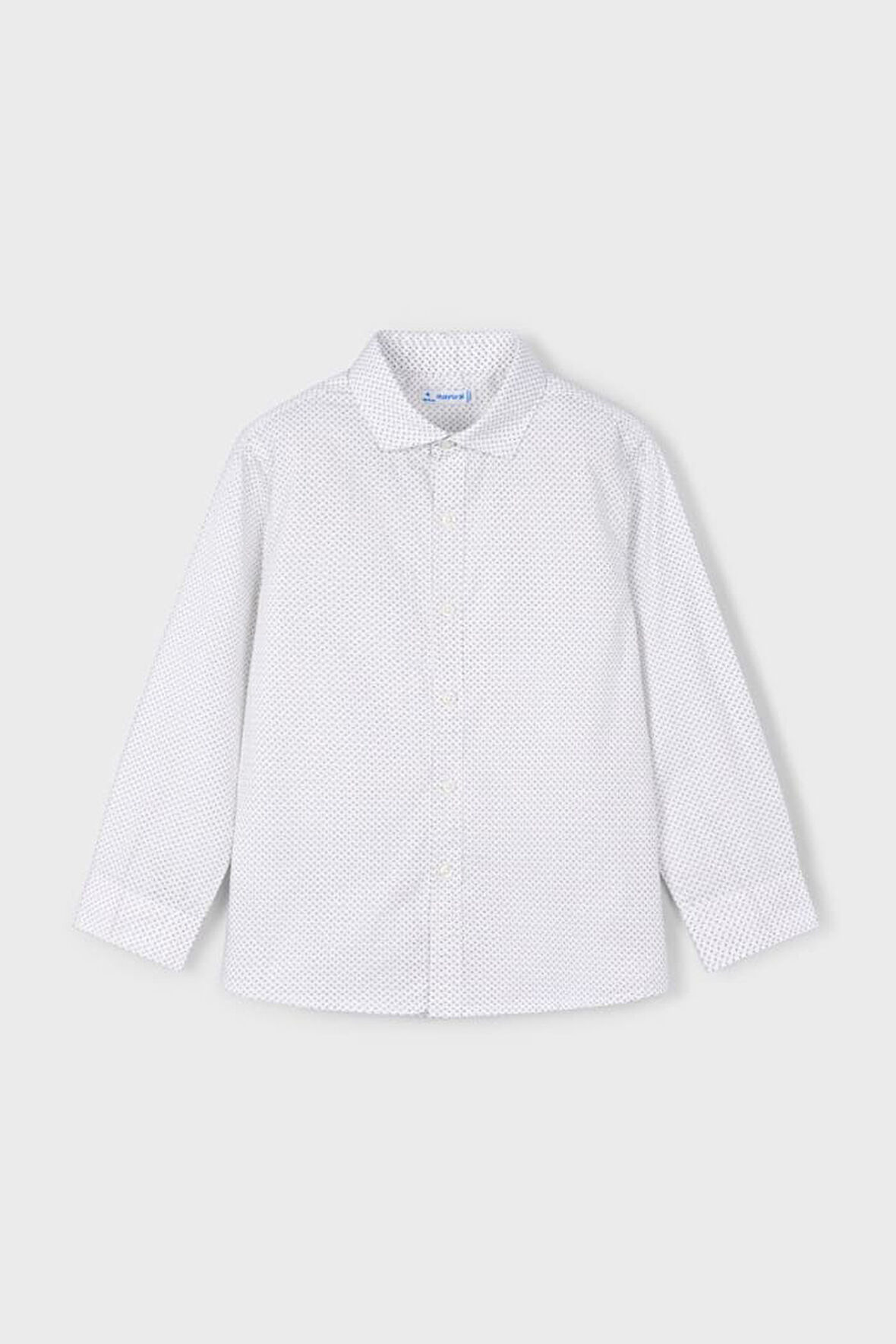 Erkek Çocuk Mikro Desenli Uzun Kollu Gömlek - Beyaz | 8 Yaş