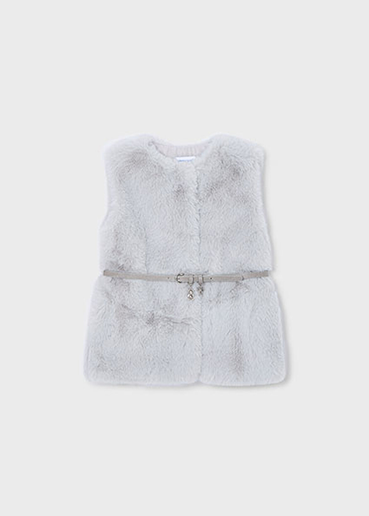 Mayoral Gri Kız Çocuk Kemerli Kürk Yelek 4315