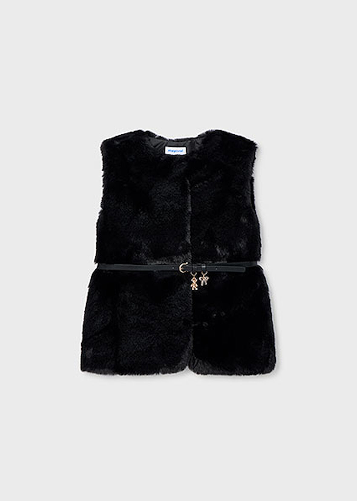 Mayoral Siyah Kız Çocuk Kemerli Kürk Yelek 4315