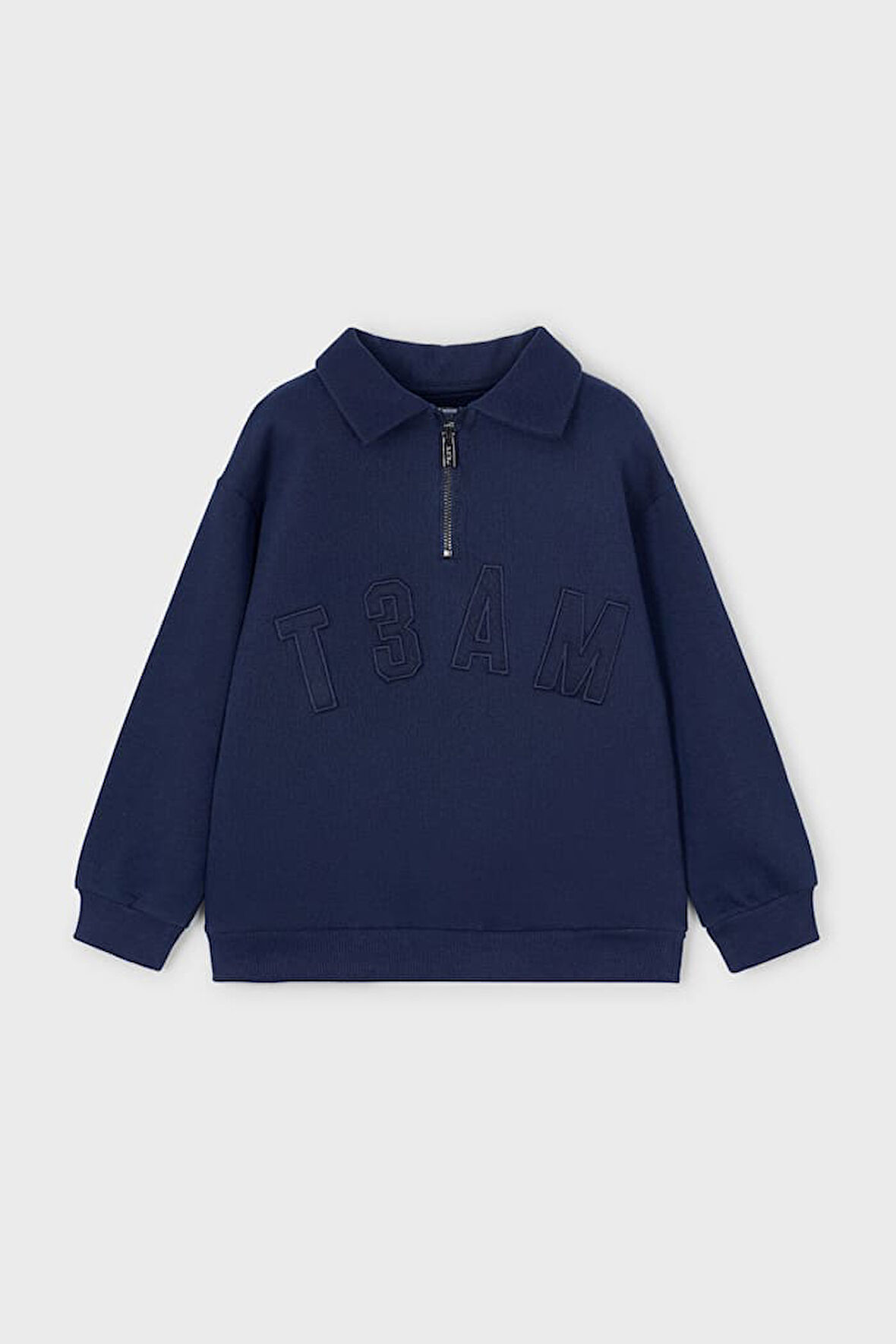 Erkek Çocuk Regular Fit Kabartma Yazılı Polo Yaka Sweatshirt - Lacivert | 3 Yaş