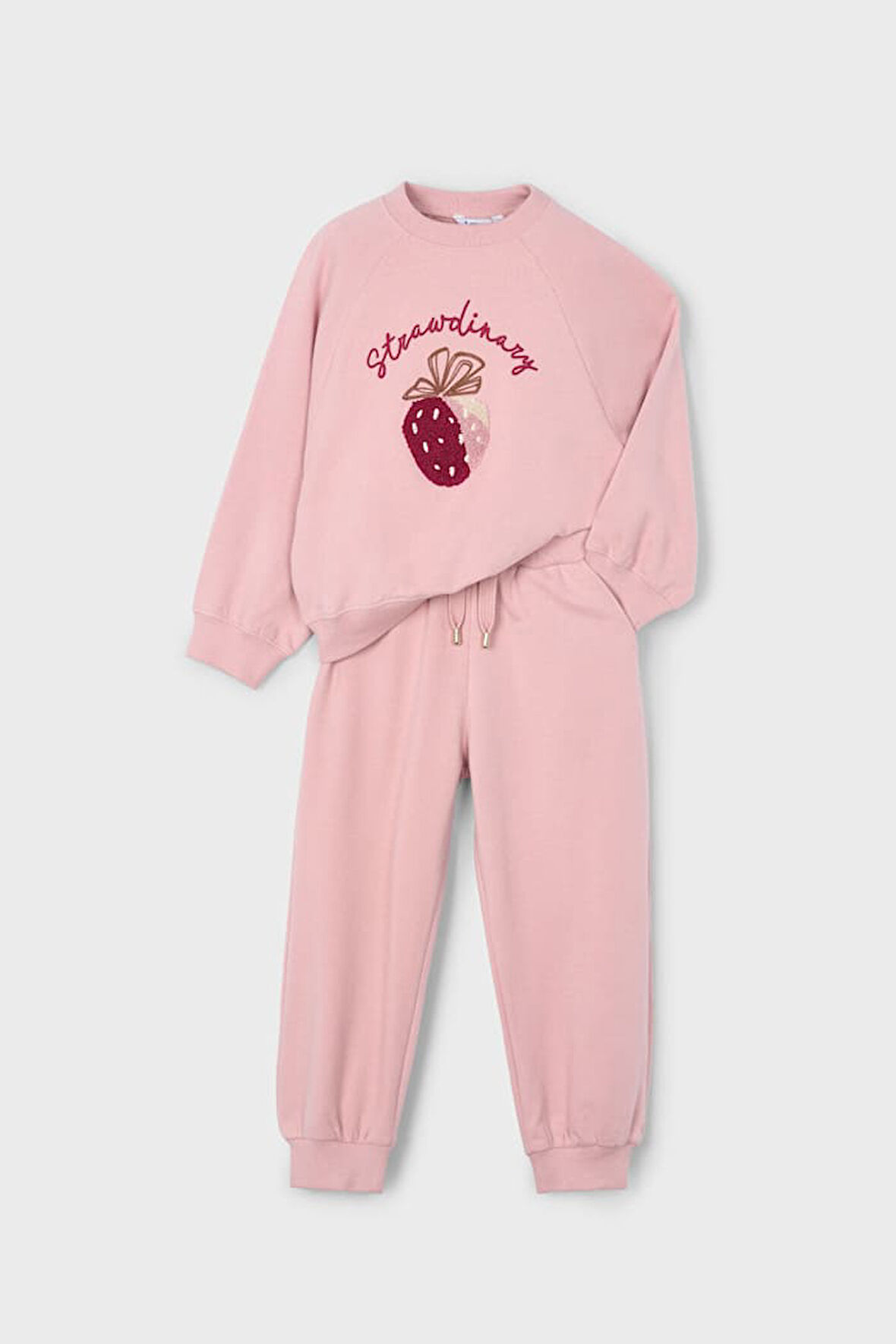 Kız Çocuk Regular Fit Nakışlı Bisiklet Yaka Eşofman Takımı - Pembe | 3 Yaş