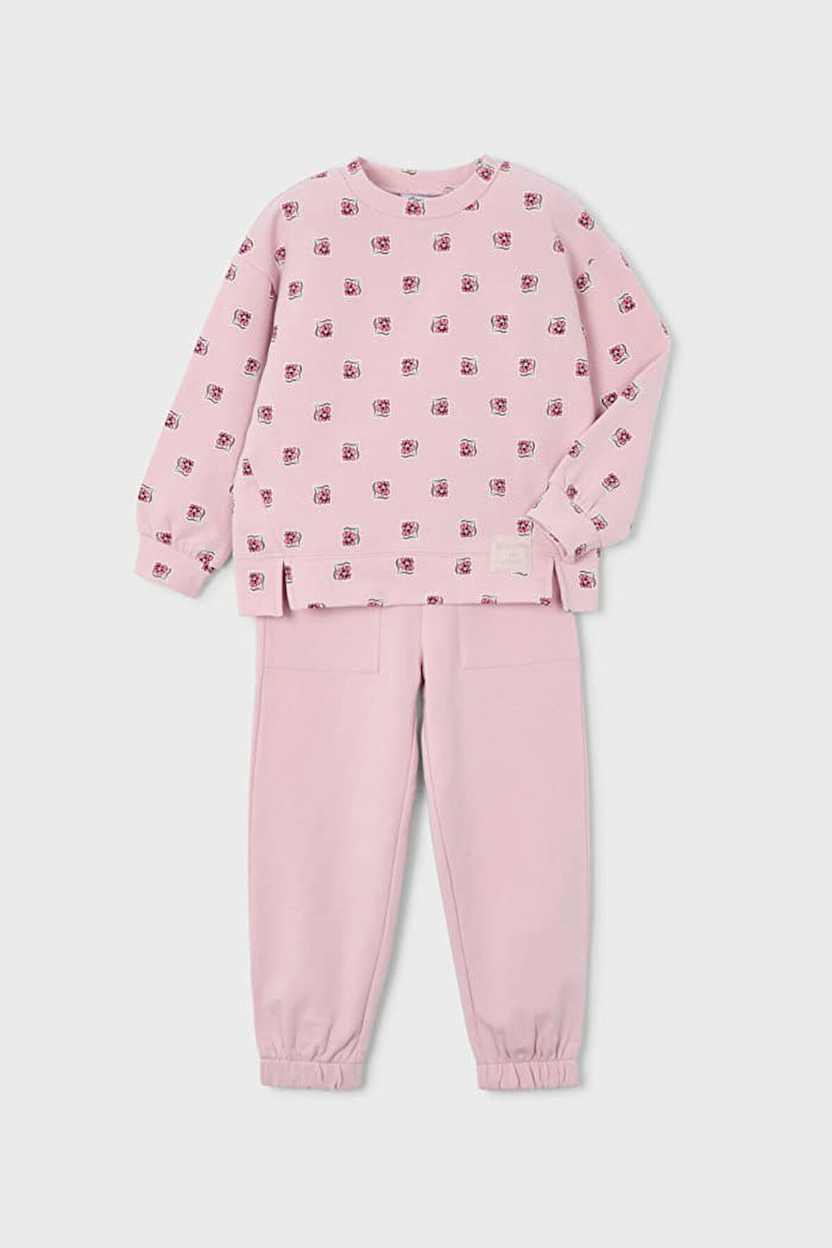 Kız Çocuk Normal Kalıp Baskılı 2'li Eşofman Takımı - Pudra Pembe | 7 Yaş