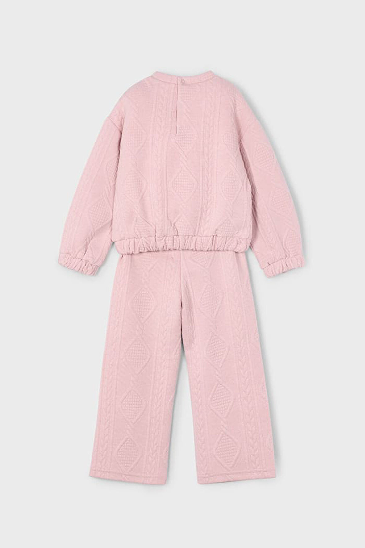 Kız Çocuk Baklava Desenli Geniş Paça Takım - Pembe | 10 Yaş