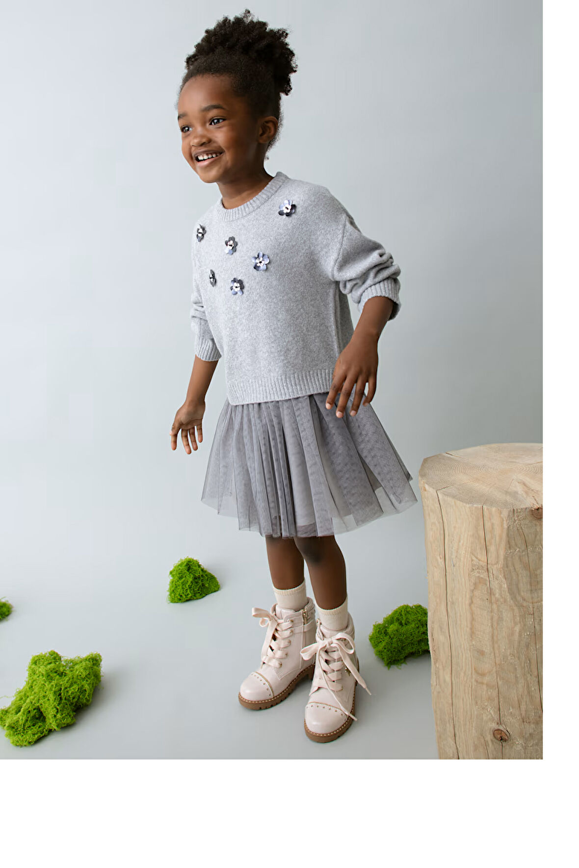 Mayoral Kız Çocuk Elbise Örme 4-8 Yaş Gri